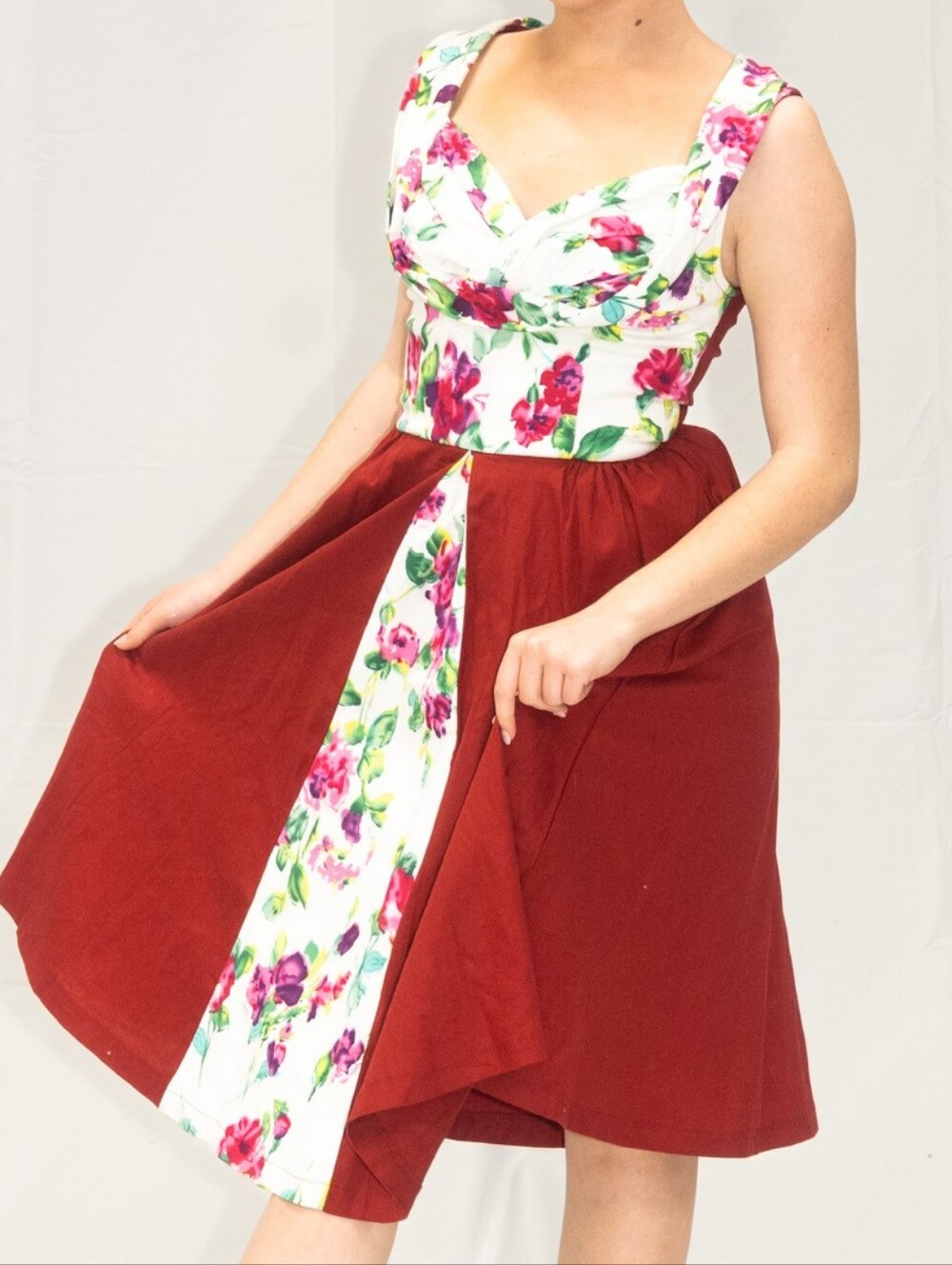 Floral Red Midi Dress Lindy Bop Retro